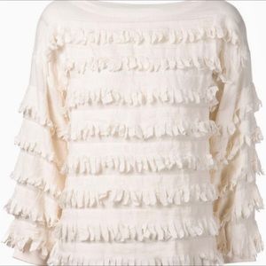 EUC Ulla Johnson White fringed Top - off -white layers of shredded fringe
